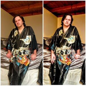 Black SILK Kimono robe